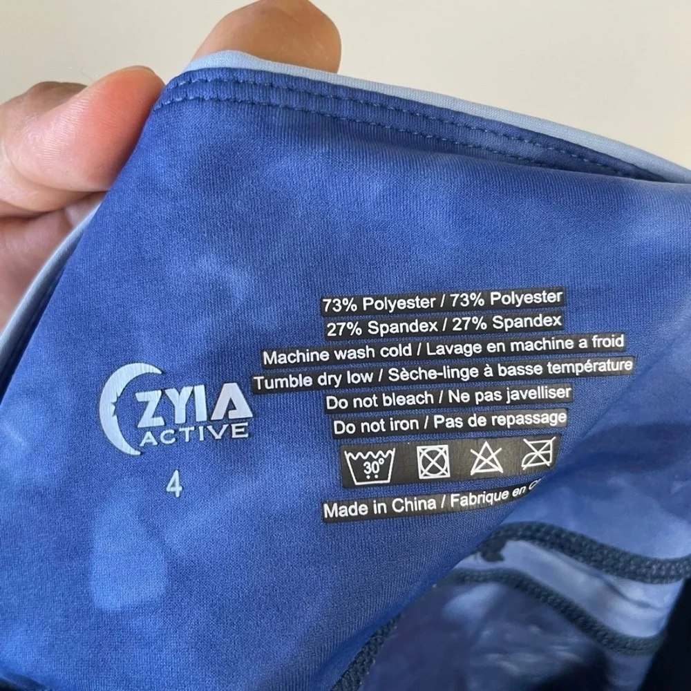Zyia Active Light N Tight Hi-Rise Capri Leggings Navy Hendrix Tie Dye - Picture 9 of 11